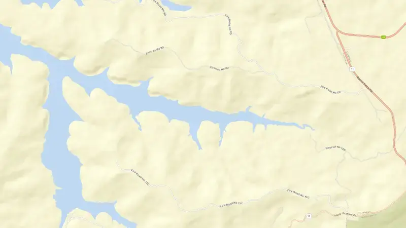 Road map of Cordeaux reservoir, New South Wales, Australia
