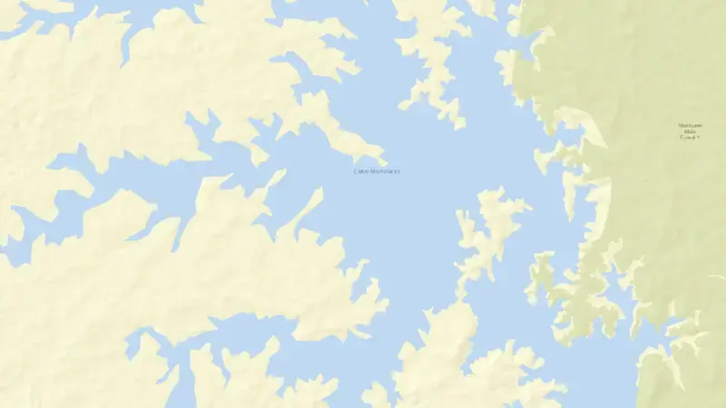Road map of Fred Haigh reservoir, Queensland, Australia