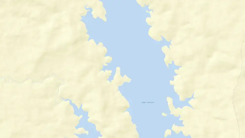 Road map of Glenlyon reservoir, Queensland, Australia