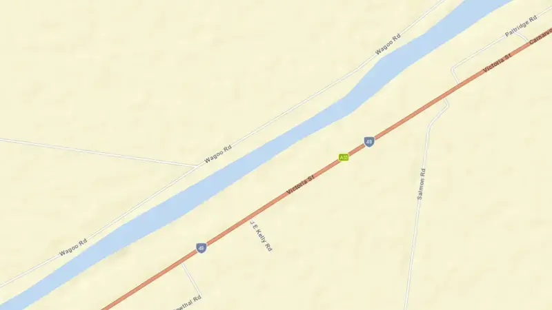 Road map of Jack Taylor Weir reservoir, Queensland, Australia