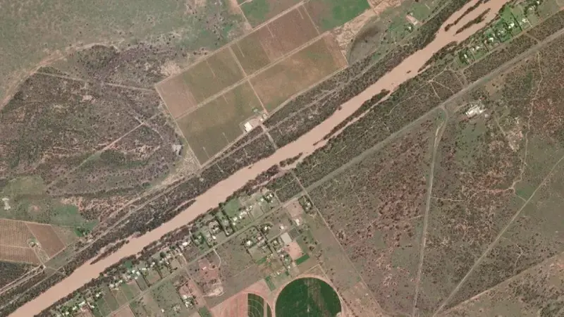 Satellite view of Jack Taylor Weir reservoir, Queensland, Australia