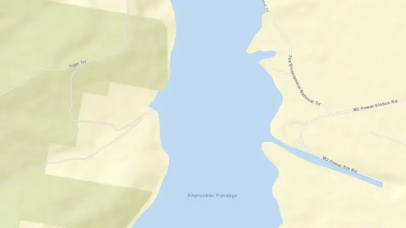 Road map of Khancoban Pondage reservoir, New South Wales, Australia