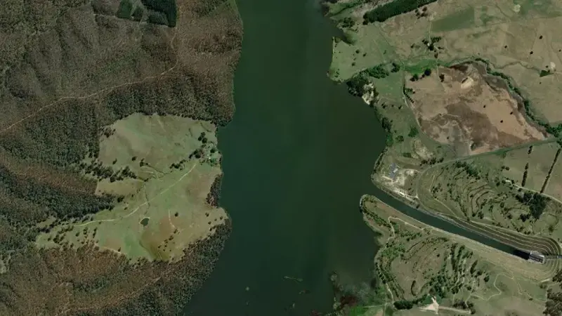Satellite view of Khancoban Pondage reservoir, New South Wales, Australia
