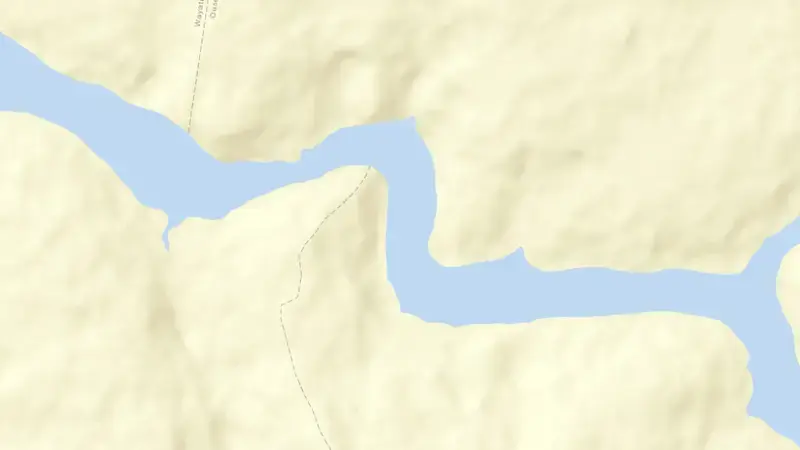 Road map of Lake Catagunya reservoir, Tasmania, Australia