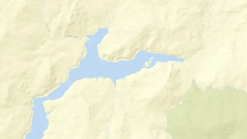 Road map of Lake Mackintosh reservoir, Tasmania, Australia