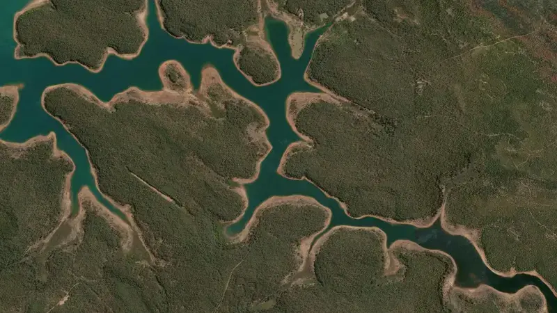 Satellite view of South Dandalup reservoir, Western Australia, Australia