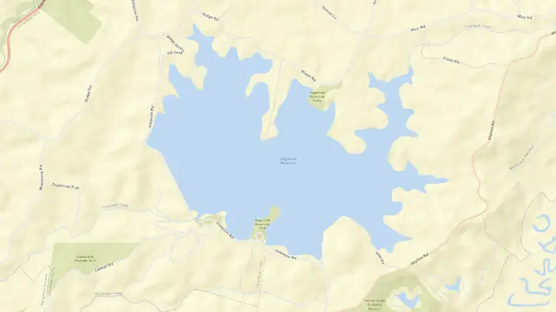 Road map of Sugarloaf reservoir, Victoria, Australia