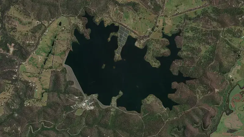 Satellite view of Sugarloaf reservoir, Victoria, Australia