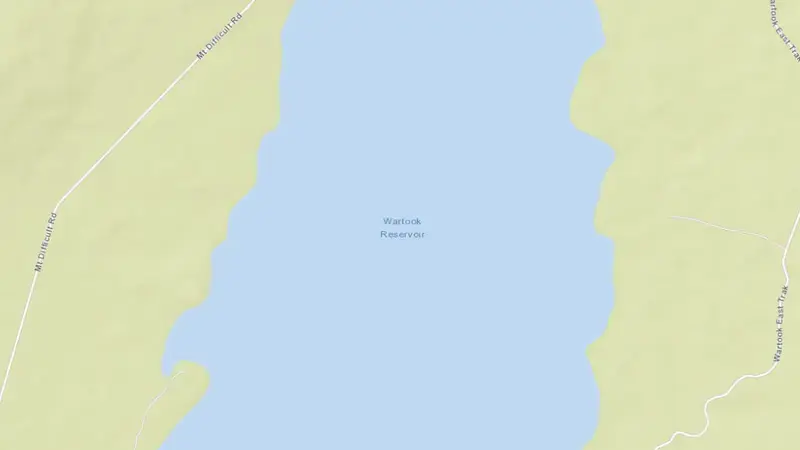 Road map of Wartook Reservoir reservoir, Victoria, Australia