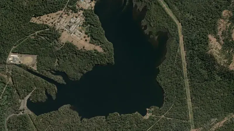 Satellite view of Wayatinah Lagoon reservoir, Tasmania, Australia