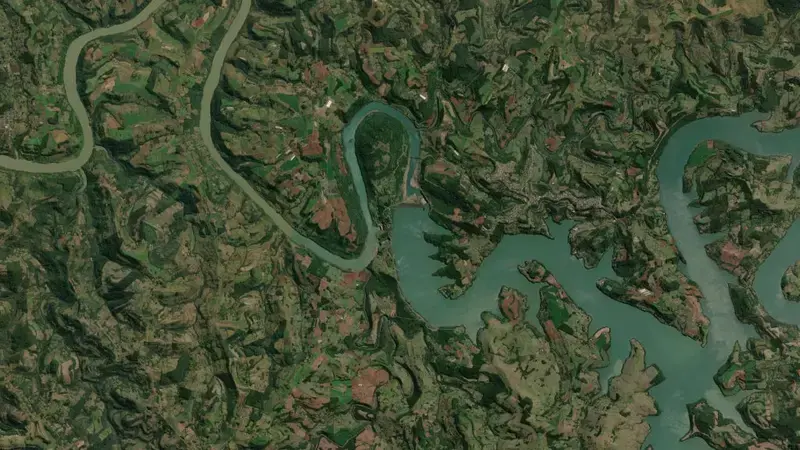 Satellite view of ITÁ reservoir, Rio Grande do Sul, Brazil