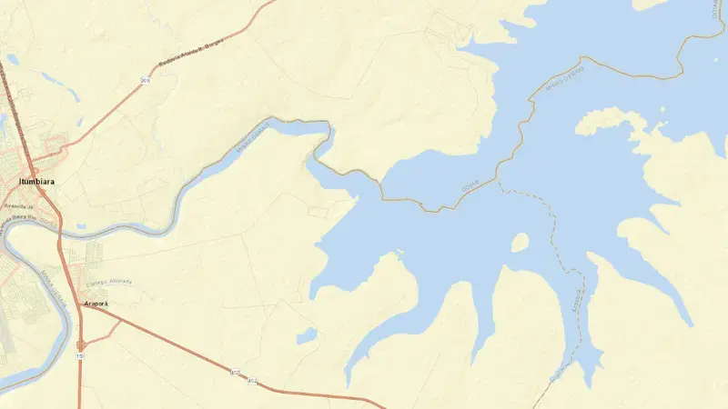 Road map of ITUMBIARA reservoir, Minas Gerais, Brazil
