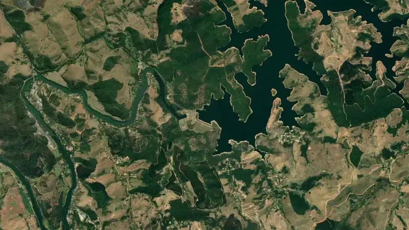 Satellite view of SANTA BRANCA reservoir, São Paulo, Brazil
