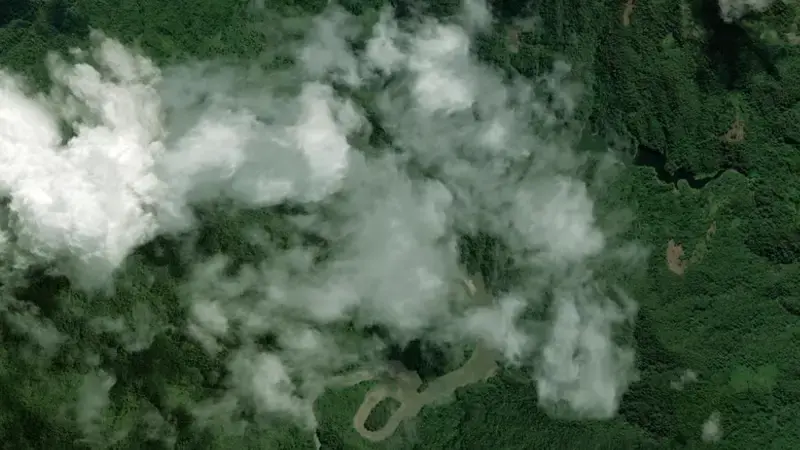 Satellite view of Alto Anchicayá reservoir, Valle del Cauca, Colombia