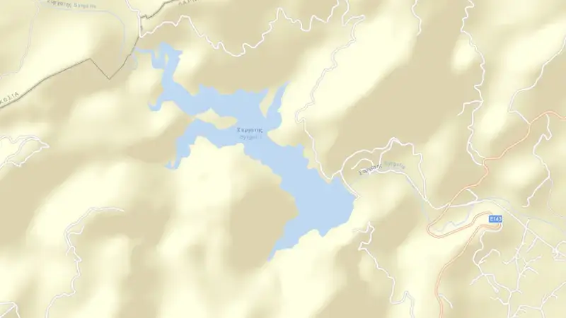 Road map of Lefkara reservoir, Larnaca, Cyprus