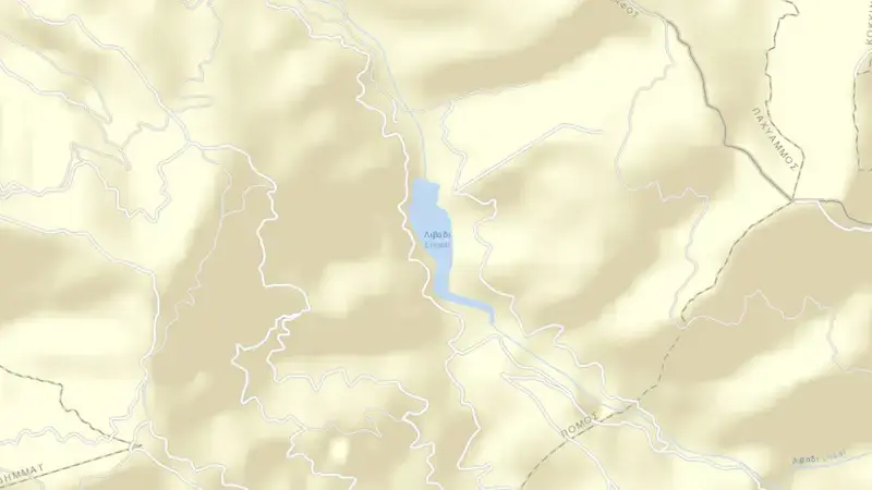 Road map of Pomos reservoir, Paphos, Cyprus
