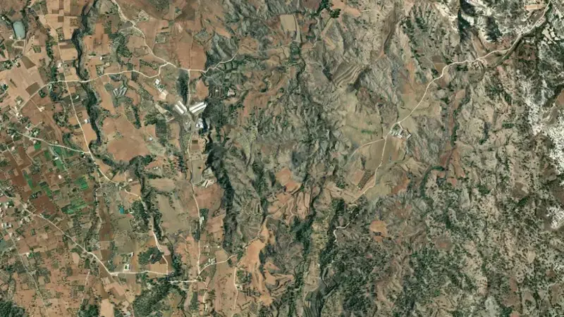 Satellite view of Tamasou reservoir, Nicosia, Cyprus