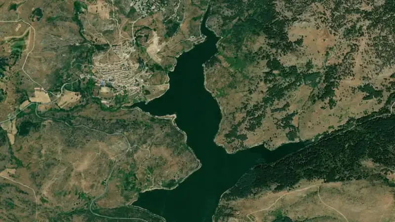 Satellite view of Aceña reservoir, Tajo, Spain