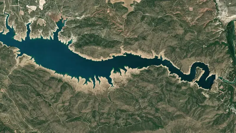 Satellite view of Cenajo reservoir, Segura, Spain