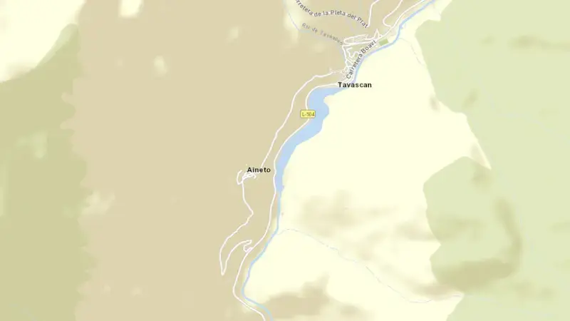 Road map of Certescáns reservoir, Ebro, Spain