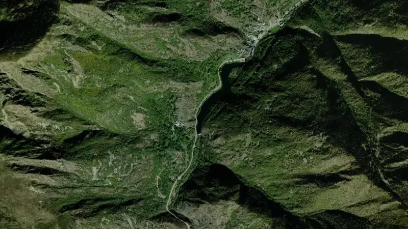 Satellite view of Certescáns reservoir, Ebro, Spain
