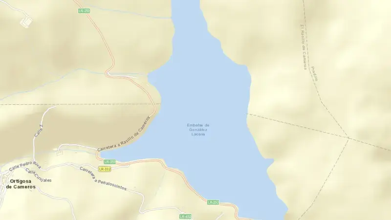 Road map of González Lacasa reservoir, Ebro, Spain