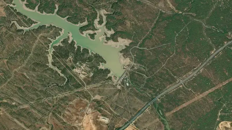 Satellite view of Los Machos reservoir, Tinto, Odiel y Piedras, Spain