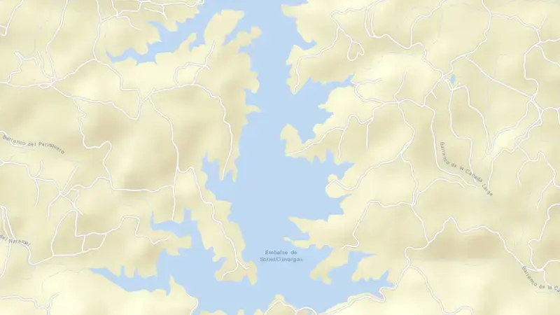Road map of Olivargas reservoir, Tinto, Odiel y Piedras, Spain