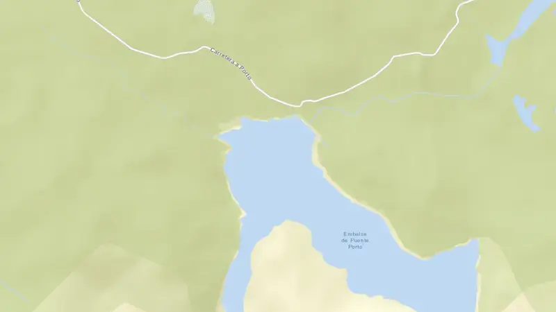 Road map of Puente Porto reservoir, Zamora, Castile and León, Spain