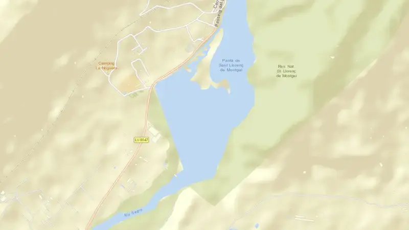 Road map of San Lorenzo reservoir, Ebro, Spain