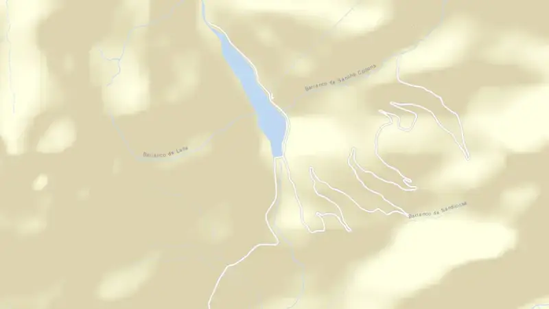 Road map of Sistema Aguas Limpias reservoir, Huesca, Aragon, Spain