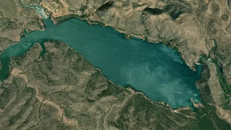 Satellite view of Talave reservoir, Segura, Spain
