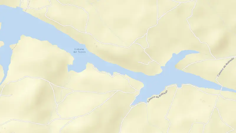 Road map of Torcón reservoir, Tajo, Spain