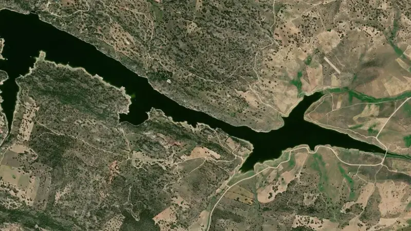 Satellite view of Torcón reservoir, Tajo, Spain