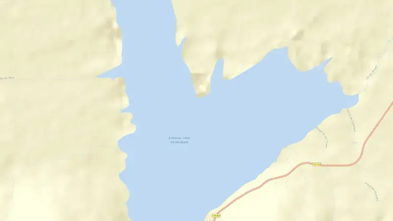 Road map of Torre de Abrahán reservoir, Guadiana, Spain