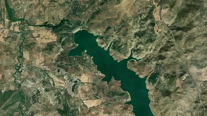 Satellite view of Zahara-El Gastor reservoir, Guadalete-Barbate, Spain