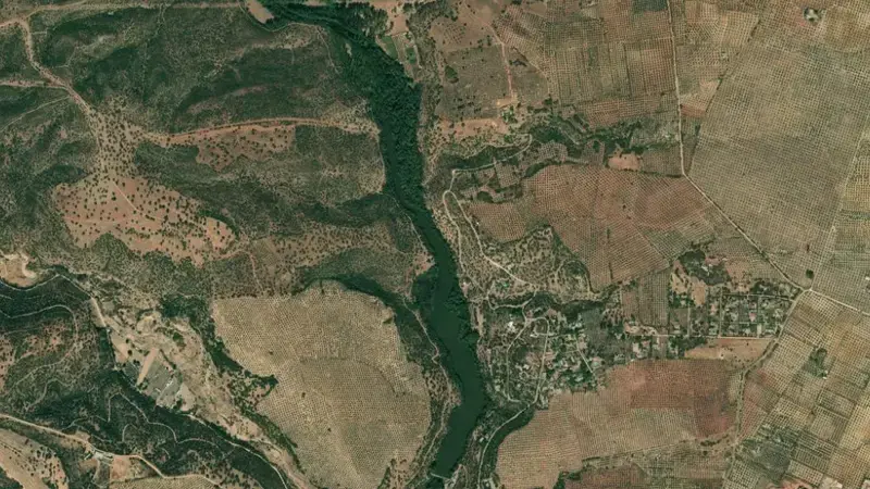 Satellite view of Zocueca reservoir, Jaén, Spain