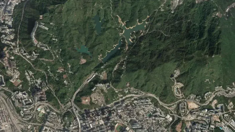 Satellite view of Kowloon Reception Reservoir reservoir, Kowloon, Hong Kong