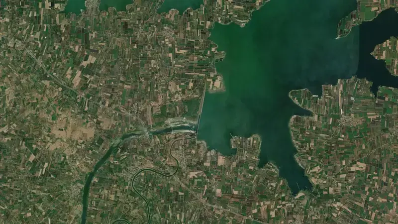 Satellite view of Bhima Ujjaini reservoir, IN, India