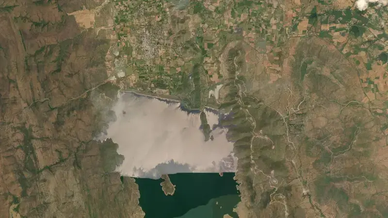 Satellite view of Brahmamsagar Reservoir reservoir, Andhra Pradesh, India