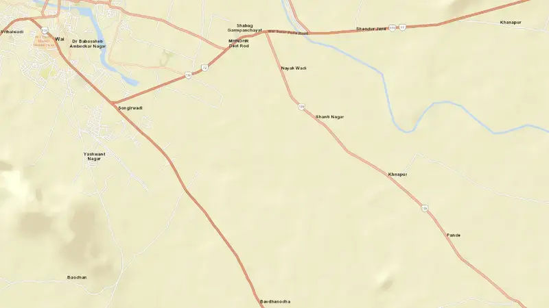 Road map of Dhom Dam reservoir, Maharashtra, India