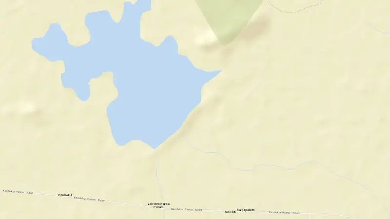 Road map of Mopadu Reservoir Project reservoir, Andhra Pradesh, India