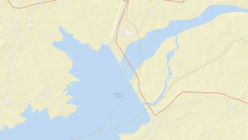 Road map of Narayanpur reservoir, Andhra Pradesh, India