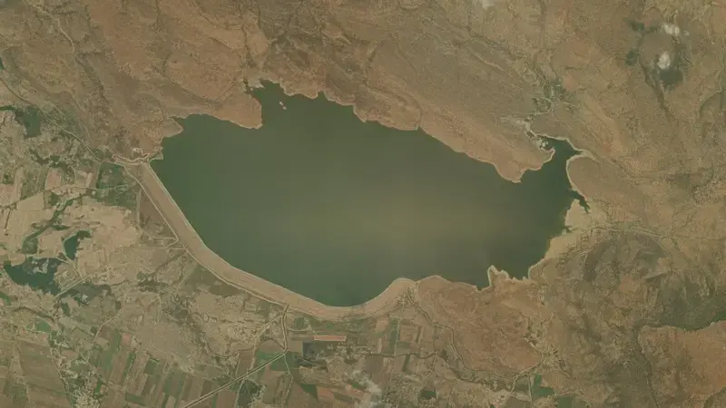 Satellite view of Paidipalem Balancing Reservoir reservoir, Andhra Pradesh, India
