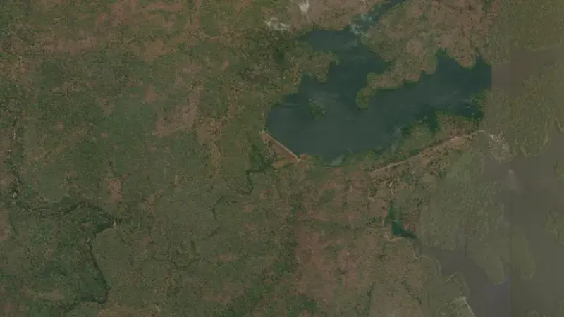 Satellite view of Peruvaripallam reservoir, Tamil Nadu, India