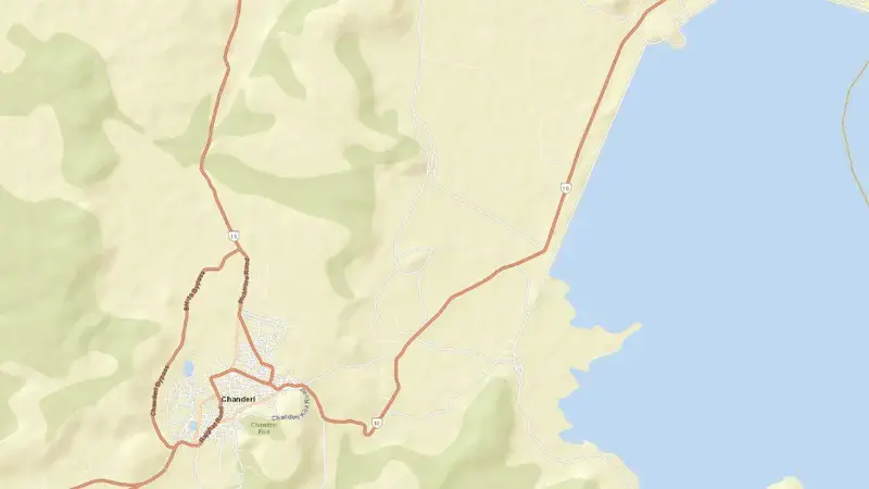 Road map of Rajghat Dam reservoir, Uttar Pradesh, India