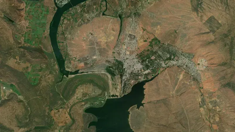 Satellite view of Rana Pratap Sagar Reservoir reservoir, Rajasthan, India