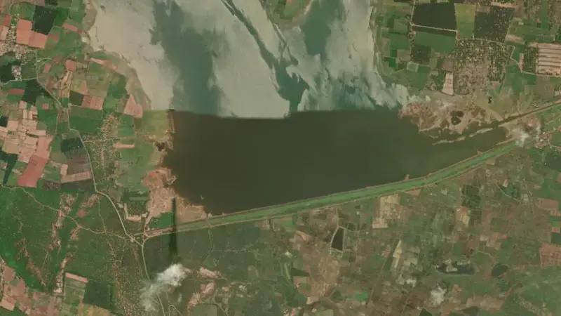 Satellite view of Tammileru Reservoir reservoir, Andhra Pradesh, India