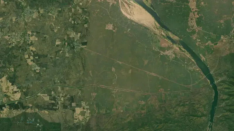 Satellite view of Tawa Dam reservoir, Madhya Pradesh, India