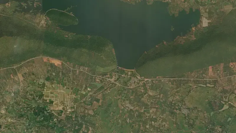 Satellite view of Thatipudi Reservoir reservoir, Andhra Pradesh, India